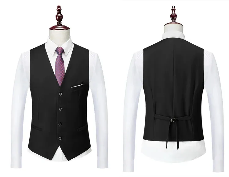 14 Color M-6XL ( Jacket   Vest Pants ) High-end Brand Formal Business Mens Suit Three-piece Groom Wedding Dress Solid Color Suit