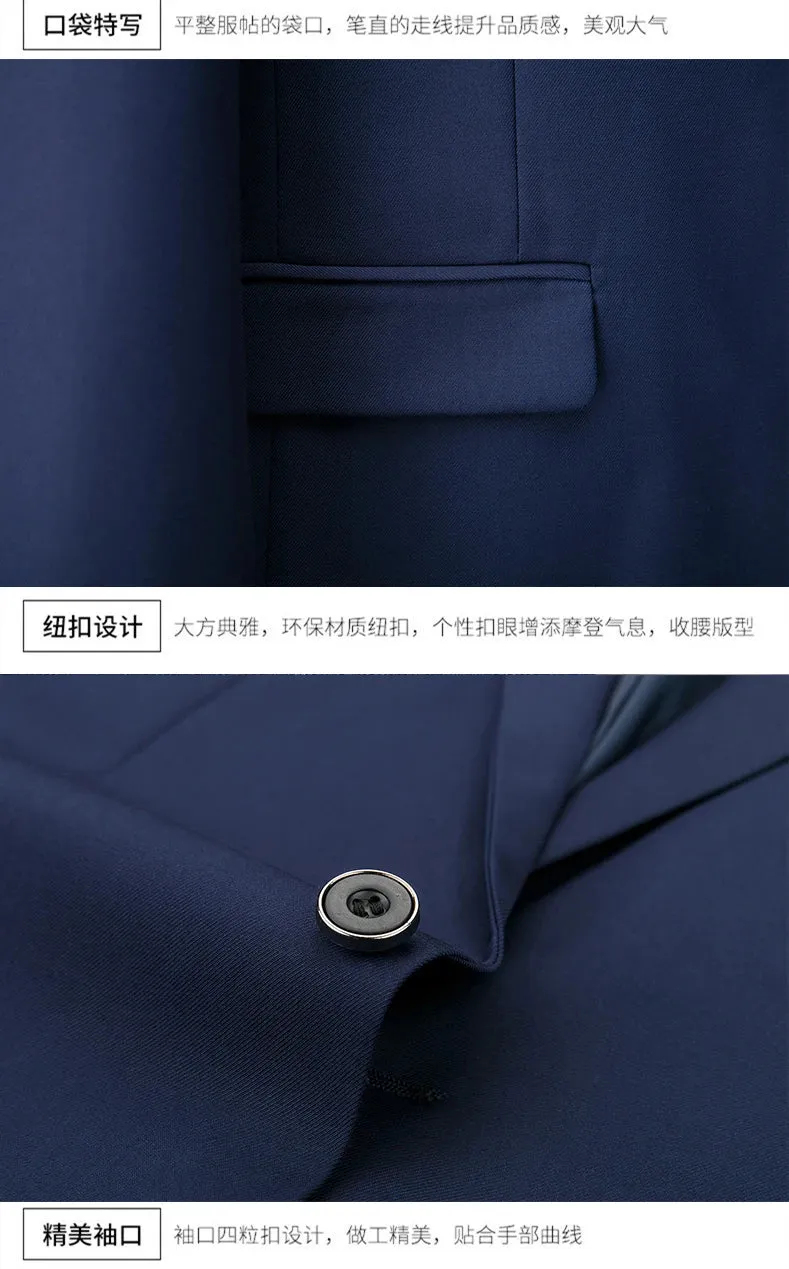 14 Color M-6XL ( Jacket   Vest Pants ) High-end Brand Formal Business Mens Suit Three-piece Groom Wedding Dress Solid Color Suit