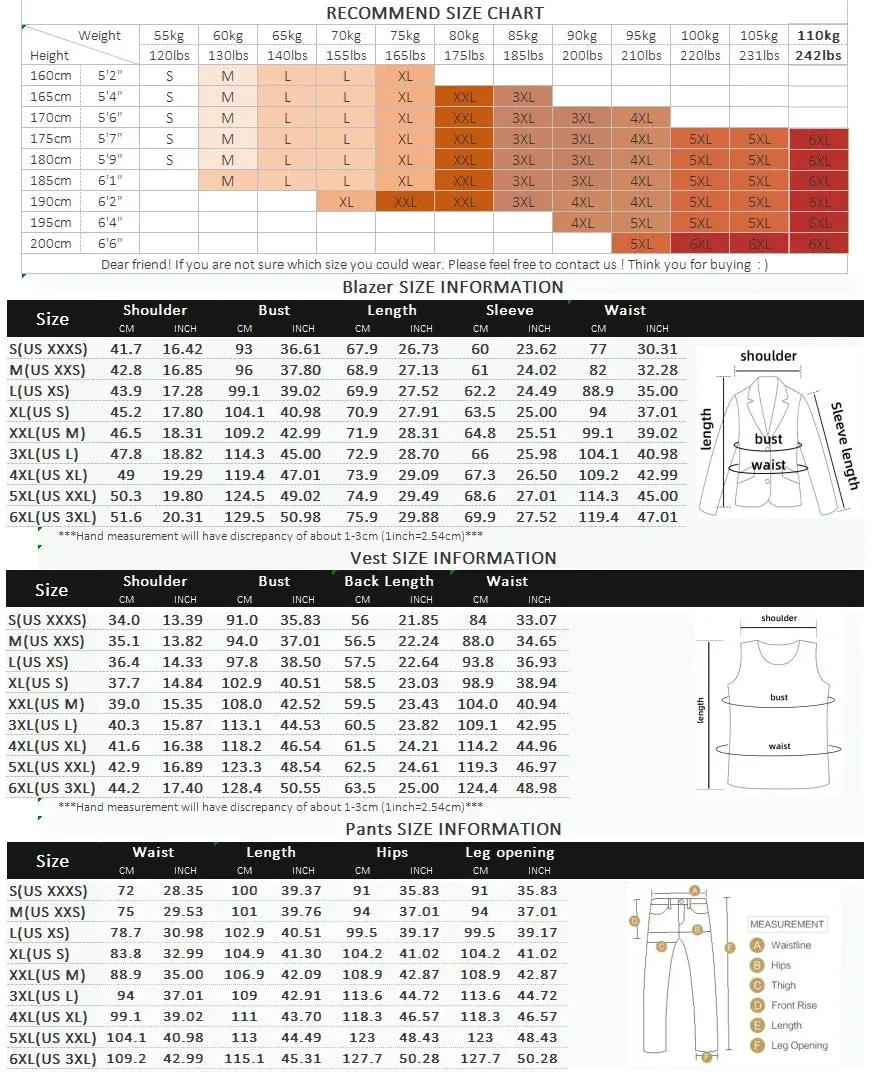 14 Color M-6XL ( Jacket   Vest Pants ) High-end Brand Formal Business Mens Suit Three-piece Groom Wedding Dress Solid Color Suit